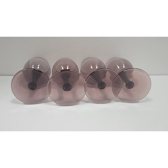 Set Of 4 Smokey Purple Glass Wine Brandy Stemware 6" - Picture 7 of 8